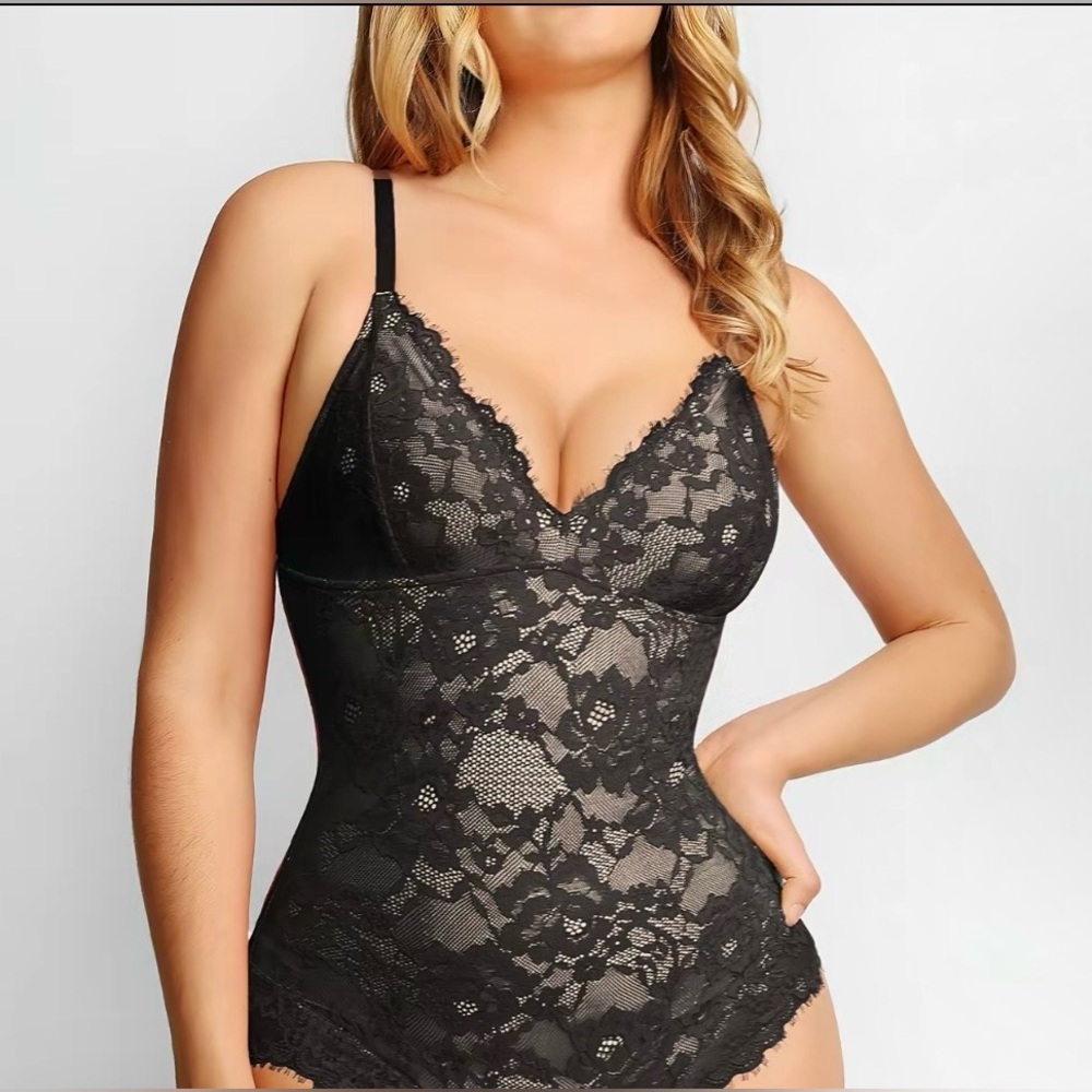 Shapellx Black Lace Bodysuit Shaping Teddy - Women Intimates